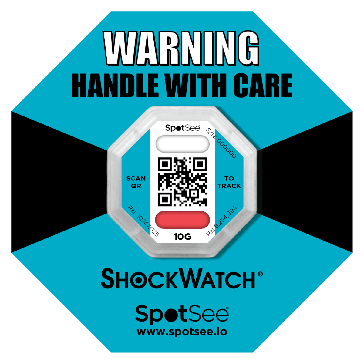 ShockWatch 2 QR - 10G (Azul-petróleo) — indicador de choque com código QR