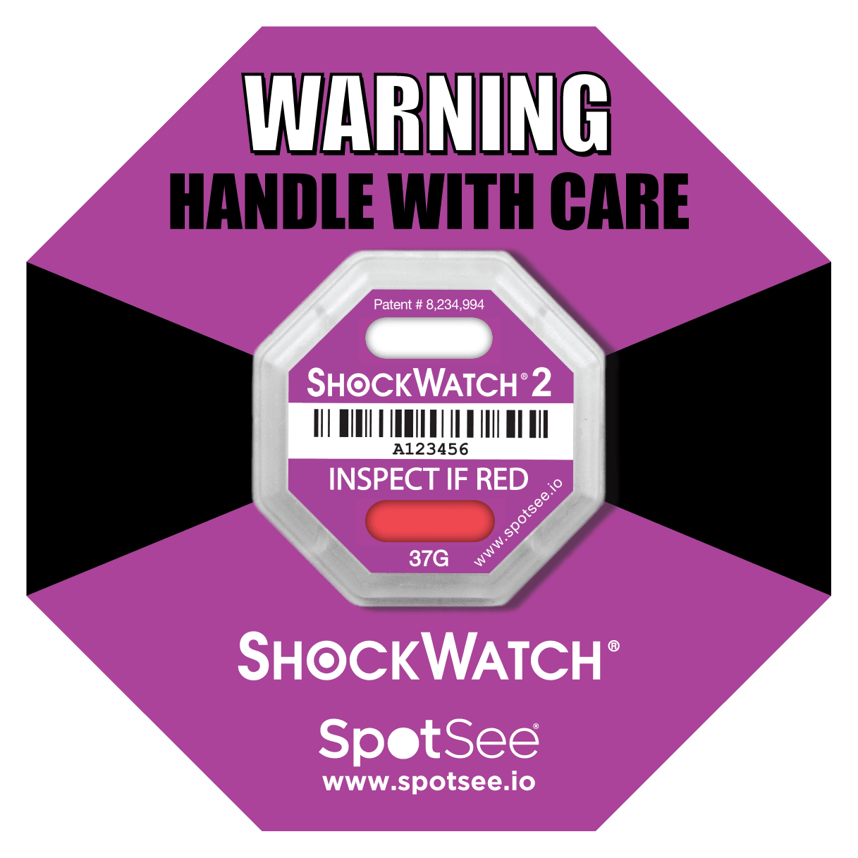 ShockWatch 2 - 37G - Serialized, includes framing label