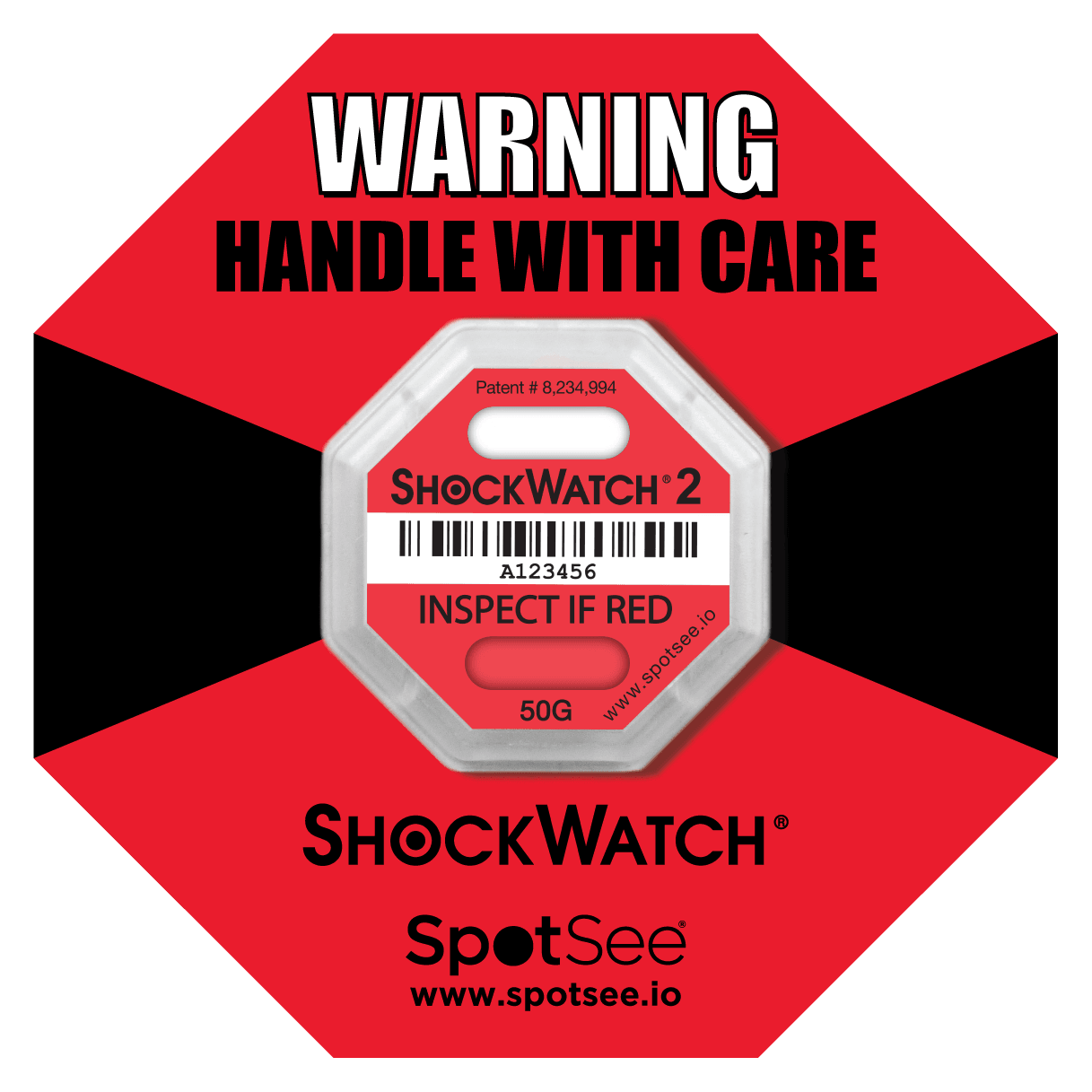 ShockWatch 2 - 50G - Serialized, includes framing label